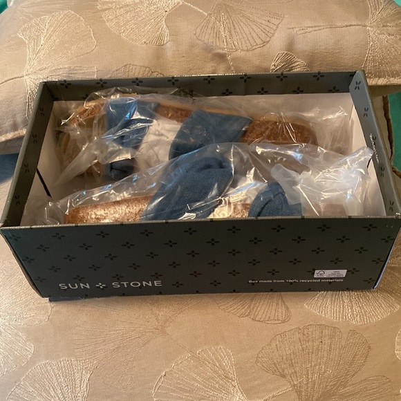 Sun + Stone Denim Sandals 8M women’s slides “Astridd” Denim - Picture 9 of 11